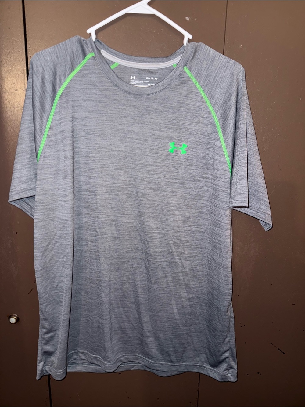 Under Armour Gray Short-Sleeve Performance Tee with Neon Green Accents